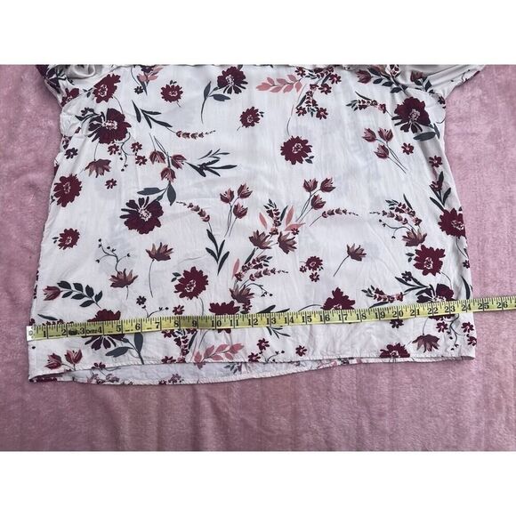 Loft Outlet Floral Ruffle Mock Neck Blouse Size XL Long Sleeves - Picture 5 of 12